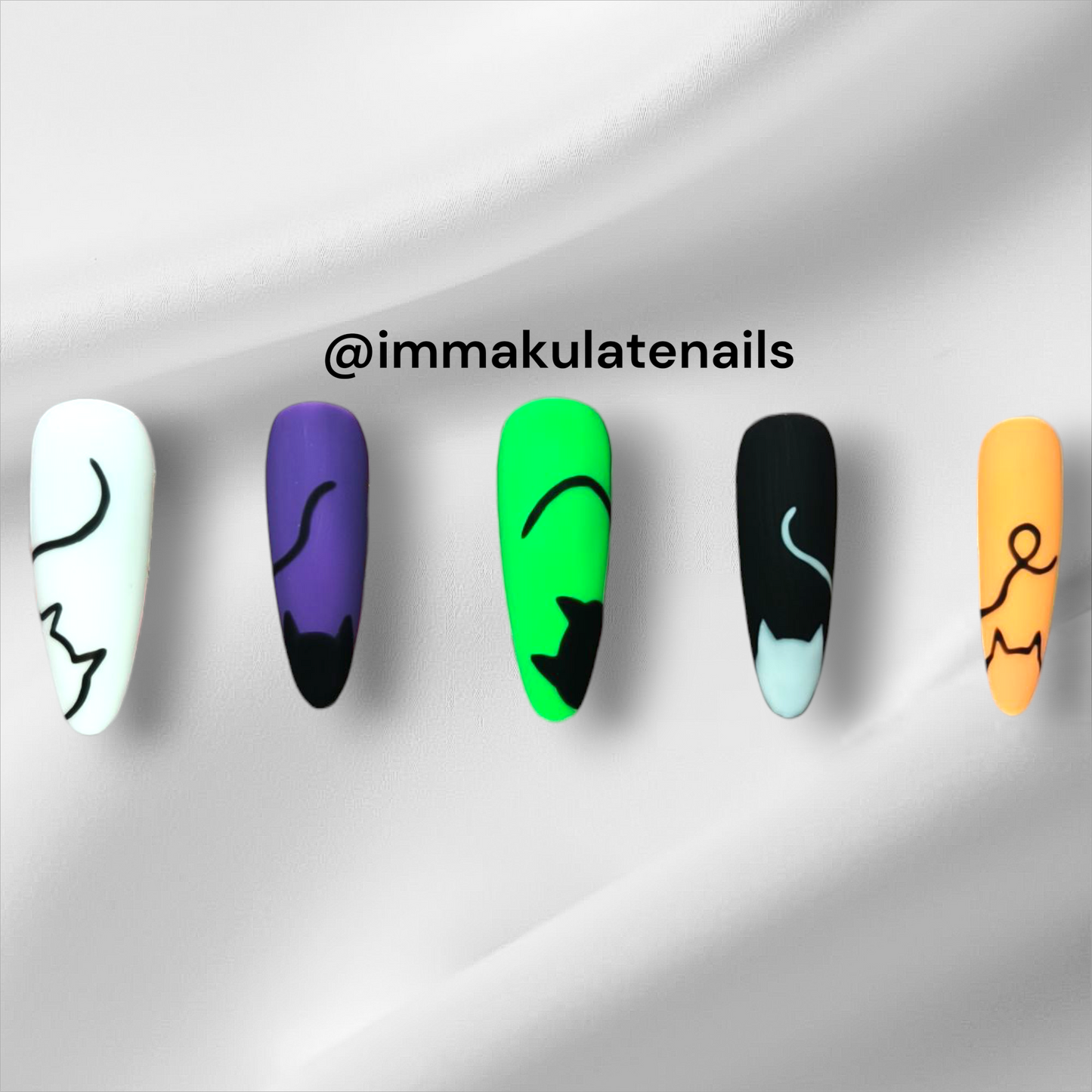 simple cat outline nails