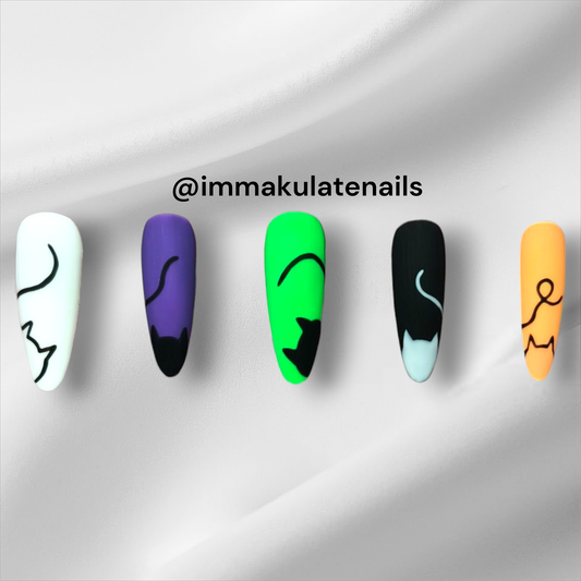 simple cat outline nails