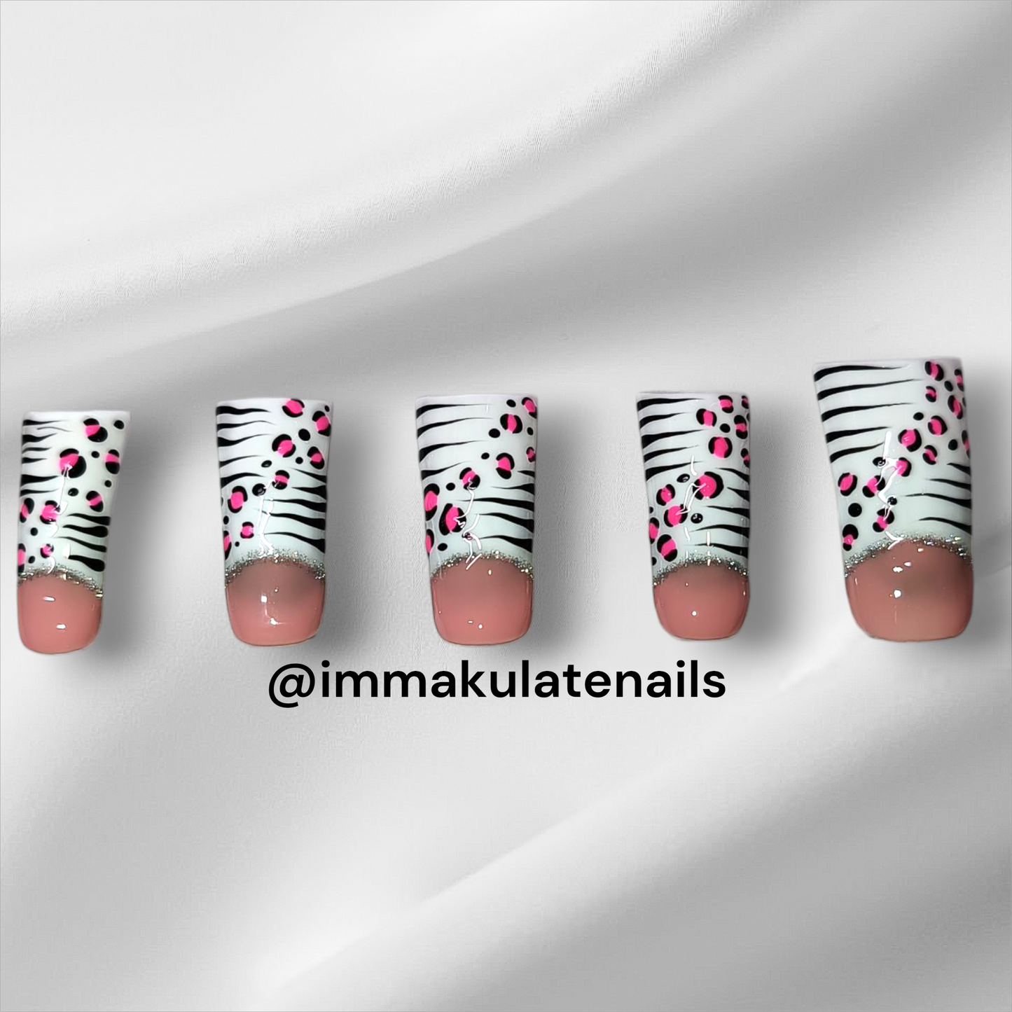 y2k french tip with animal print