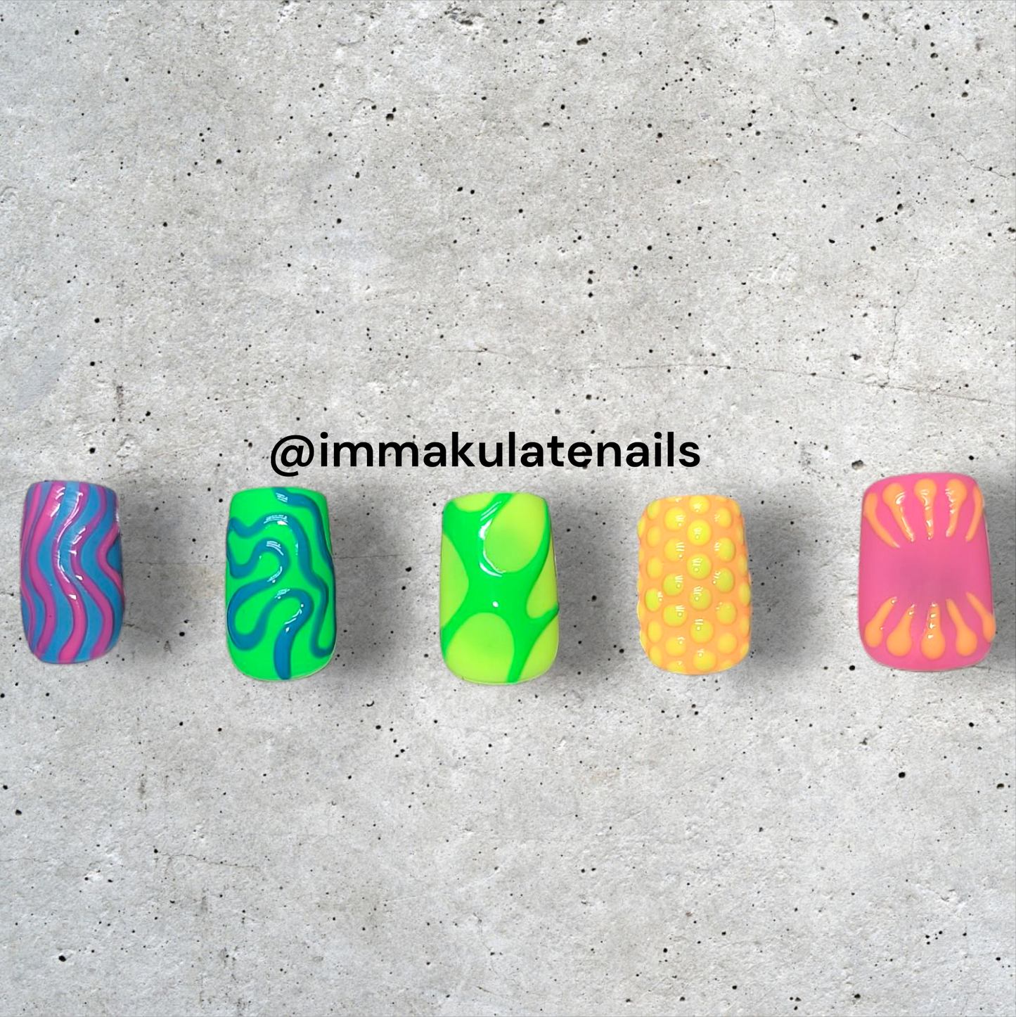 neon abstract nails